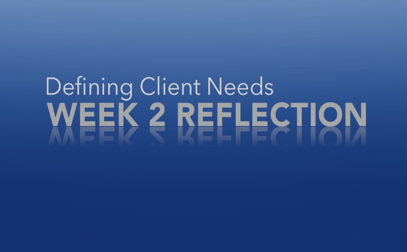 Defining Client Needs – Week 2&nbsp;Reflection