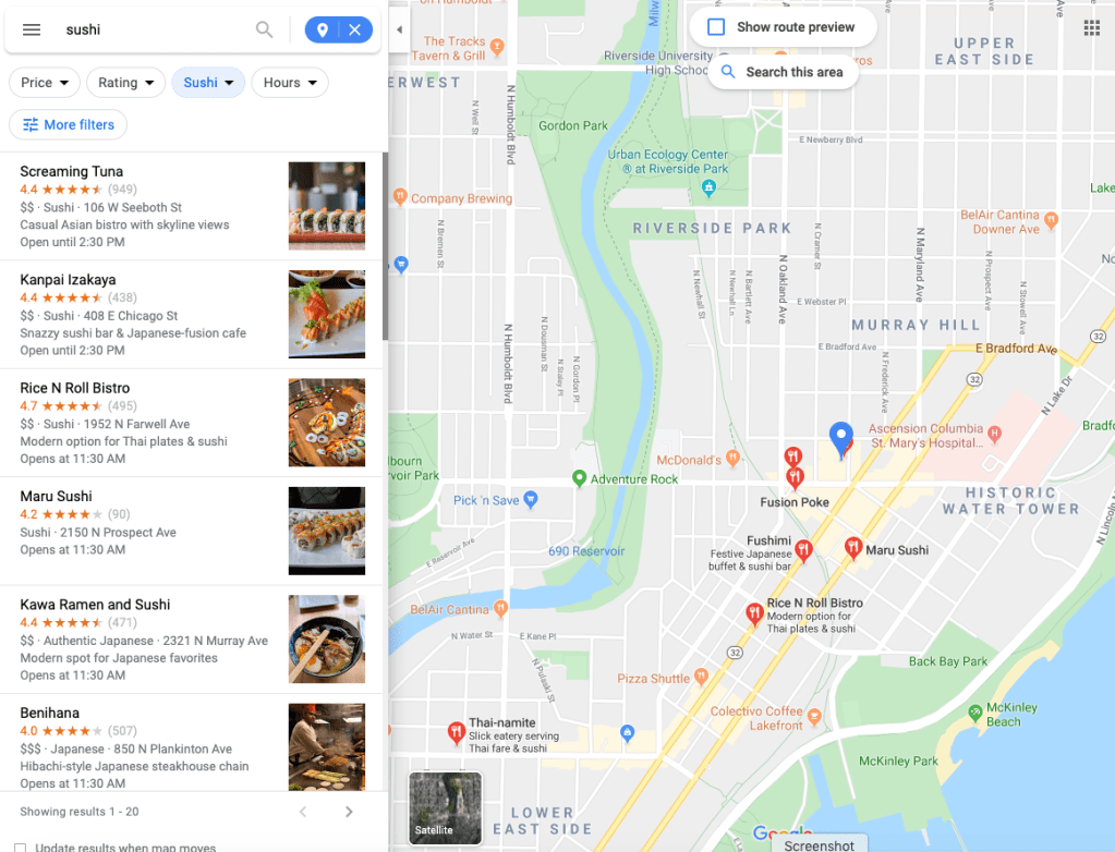 Map of East Side Milwaukee