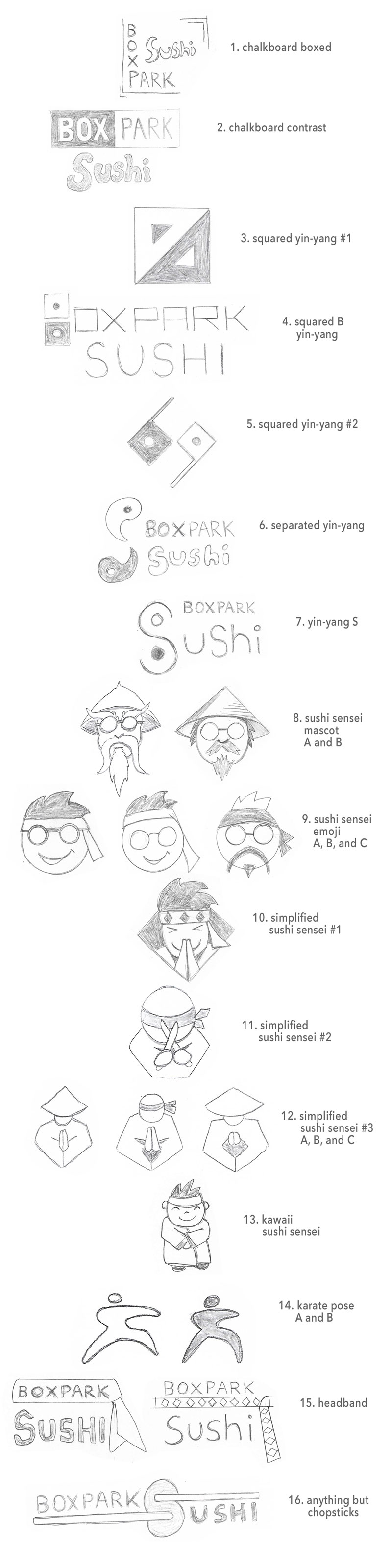 logo concept sketches by Joshua Siegel