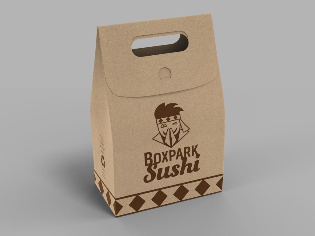 Boxpark Sushi takeout bag mockup front