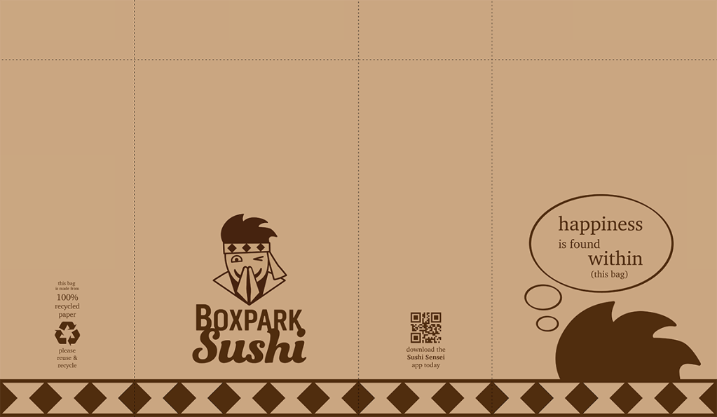 Boxpark Sushi takeout bag design