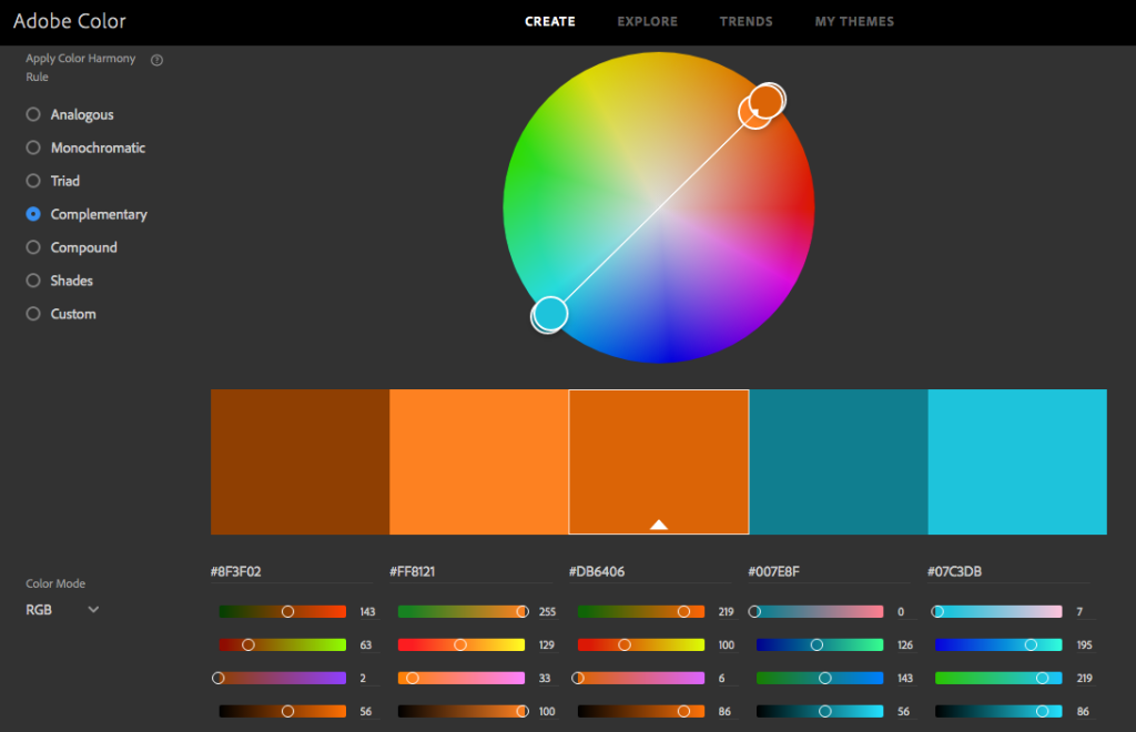 Adobe Color color wheel